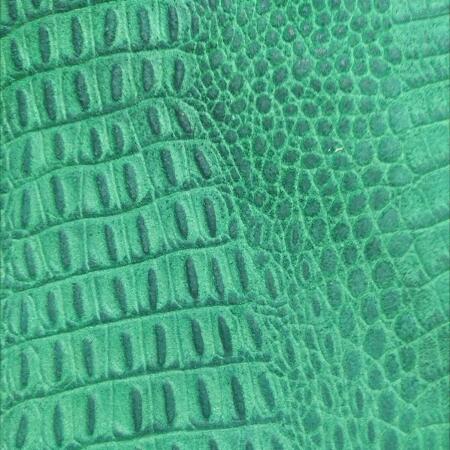 绿色鳄鱼纹压板牛皮